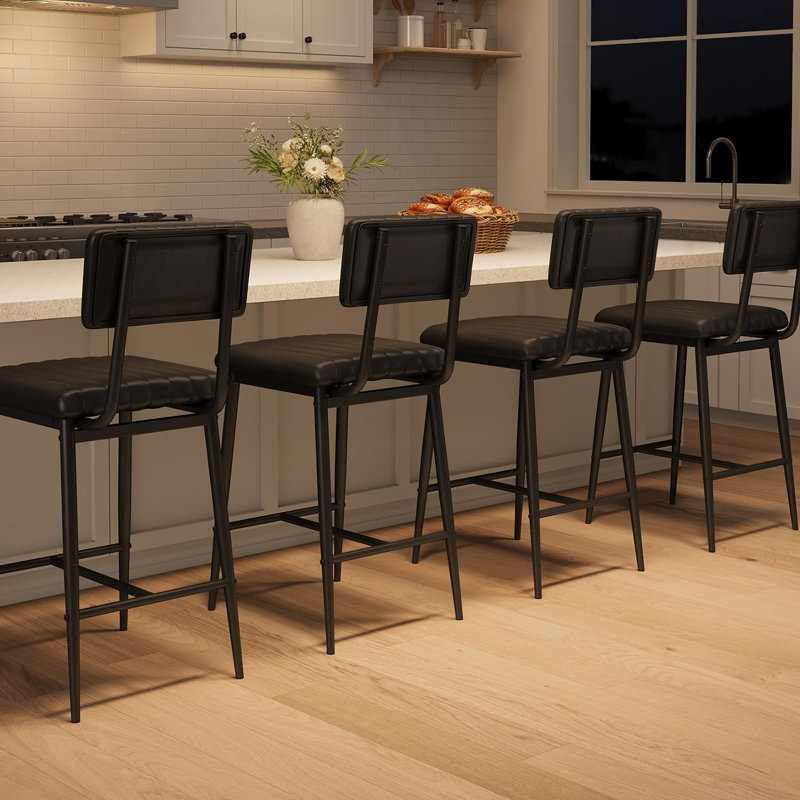 Upholstered Counter Stool with Metal Frame, 2