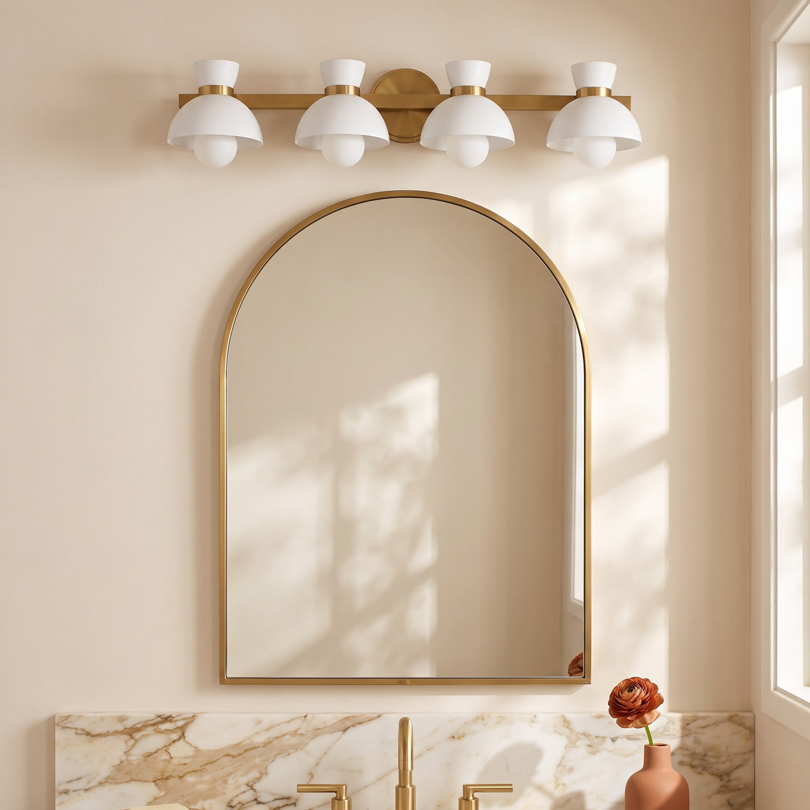 Zurie 4-Light Vanity Light, Natural Brass
