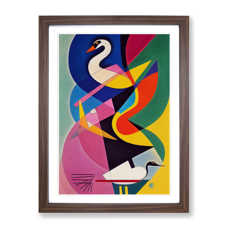 Swan in Abstract - Framed Print, Walnut Framed, 64cm H x 46cm W x 2cm D