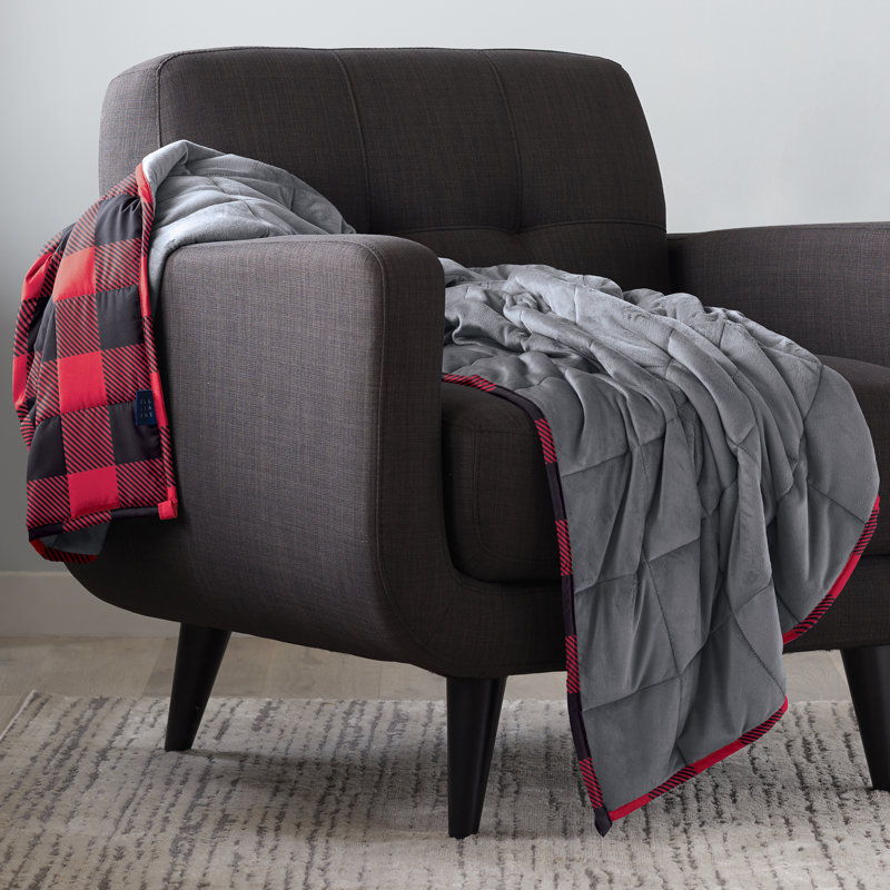 Red and Black Checkered Fleece Weighted Blanket, 15lb, Reversible