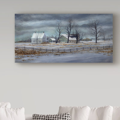 Ezichi 'Winter Gray' Oil Painting Print on Wrapped Canvas