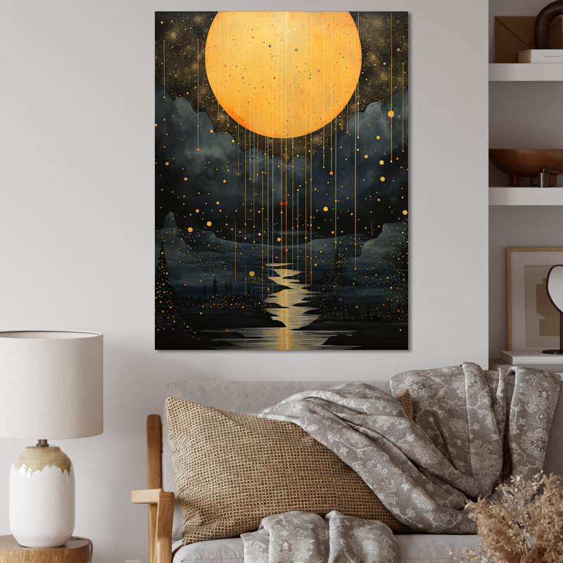 Iqlaas jaune gris Mid Century Minimalist Oasis, reproduction d'art sur toile, H 44 po x l 34 po x P 1,5 po, Toile tendue