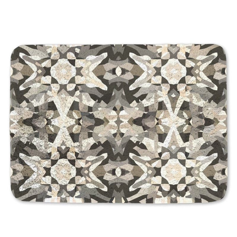 Tapis de bain à tons neutres et motif de salle de bain doux harmonie, L 17 po x L 24 po