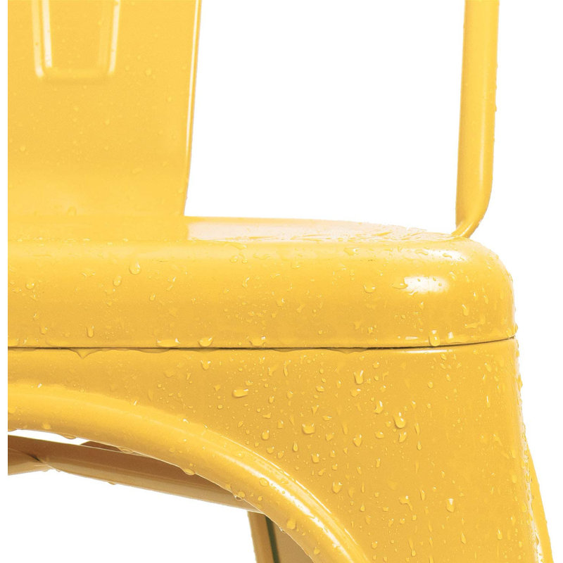Chaise d'appoint empilable à dossier à lattes en acier Lilian, Jaune