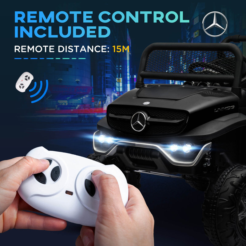 Black 12V Mercedes-Benz Unimog Ride-On Truck with Remote Control
