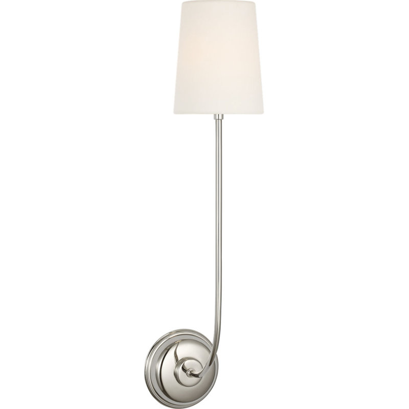 Vendome 26" Single Cordless Sconce with Linen Shade, Polished Nickel