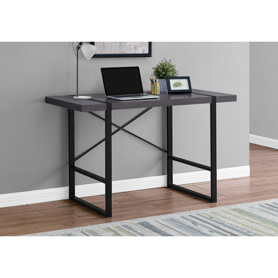 Modern Industrial Computer Desk, 48" With Gray Laminate Tabletop And Black Metal Legs For Home Office Use Leg Structure, Design Work Table