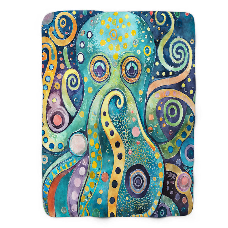 Funky Octopus - 1 Piece Premium Blanket, Queen