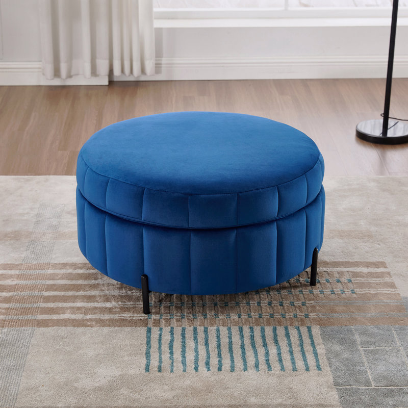 Repose-pieds l 31,5 po avec couvercle réversible, tabouret de rangement en velours avec conception capitonnée en forme de citrouille
