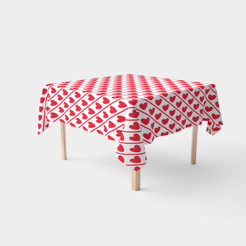Sirois Hearts Diagonal Stripe Tablecloth, 60" x 60"