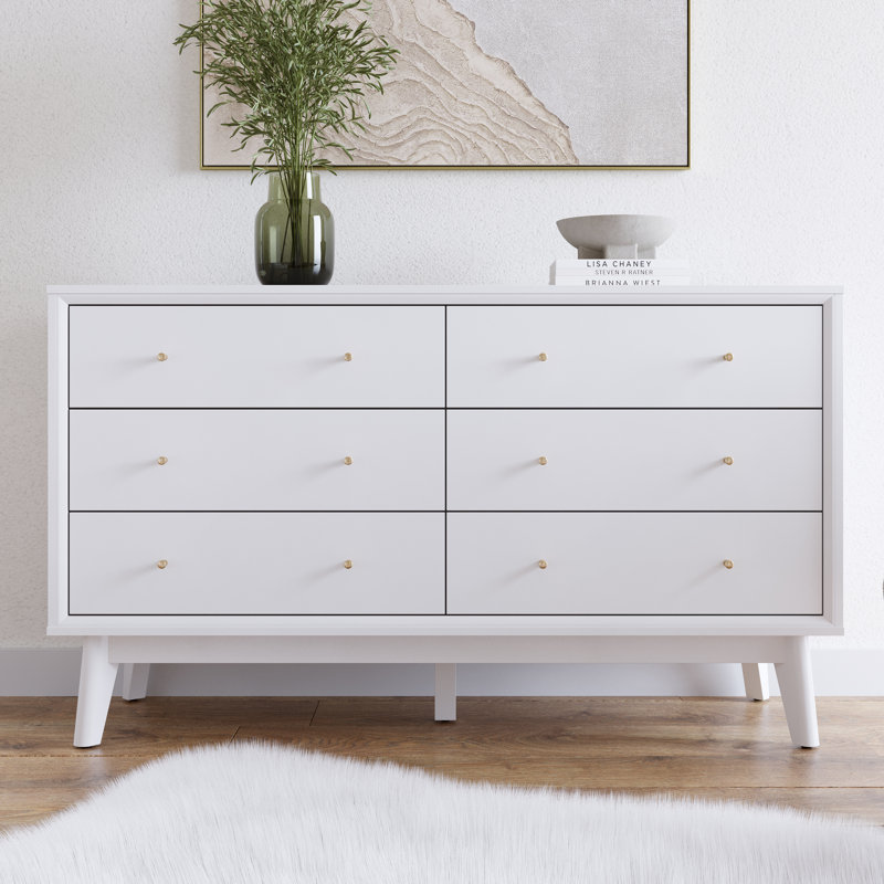55'' W 6 - Drawer Dresser, Crisp White