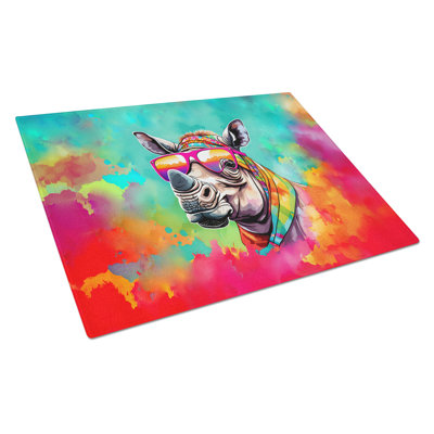 Hippie Animal Rhinoceros Glass Cutting Board