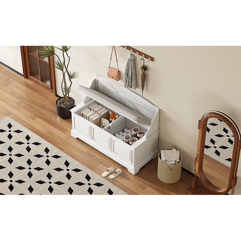 Shoe Bench, Retro Shoe Storage Bench With Safe Soft-Close Devices, Mudroom Bench, White
