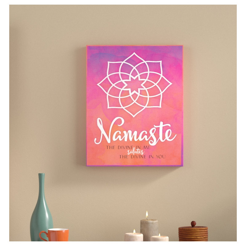 «Namaste Mandala», reproduction d'art textuel sur toile, H 20 po x l 16 po x P 1,5 po, Toile