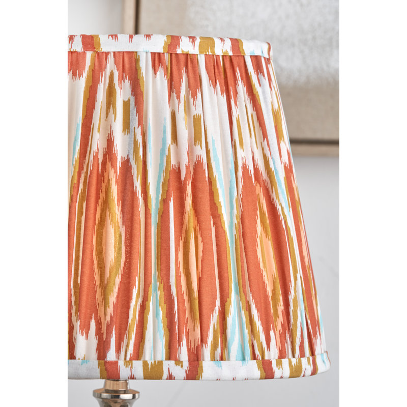 Pleated Cotton Cylinder Shade, 28cm H x 40cm W x 40cm D, Orange
