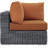 Modway EEI-1870-GRY-NAV Summon Wicker Rattan Outdoor Patio Sunbrella Corner Sofa in-31483509
