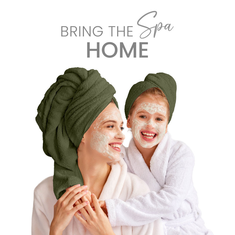 Dark Green Cotton 6-Piece Washcloth and Hand Towel Set