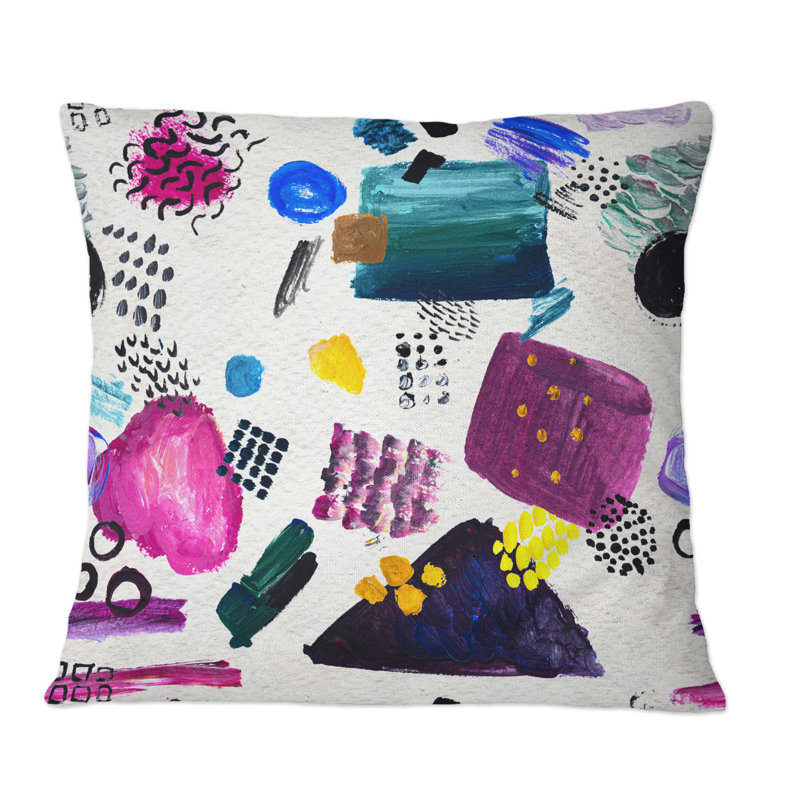 Éléments de pois rétro géométriques - Coussin décoratif à imprimé moderne, 16 po x 16 po