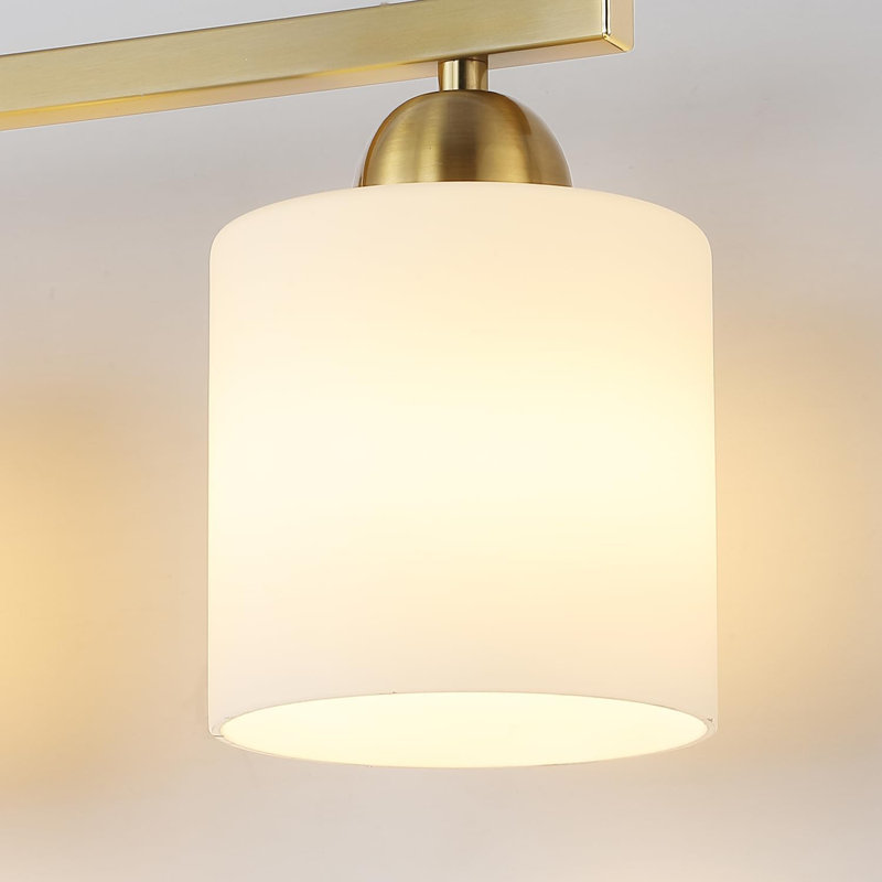 Éclairage pour meuble-lavabo de salle de bain classique avec abat-jour en verre blanc texturé, or brossé classique, 3 lumières