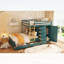 Lit superposé double avec tiroirs multiples et mini garde-robe, panneau de fibres à densité moyenne et bois massif, rangement moderne - vert Morandi-591866552