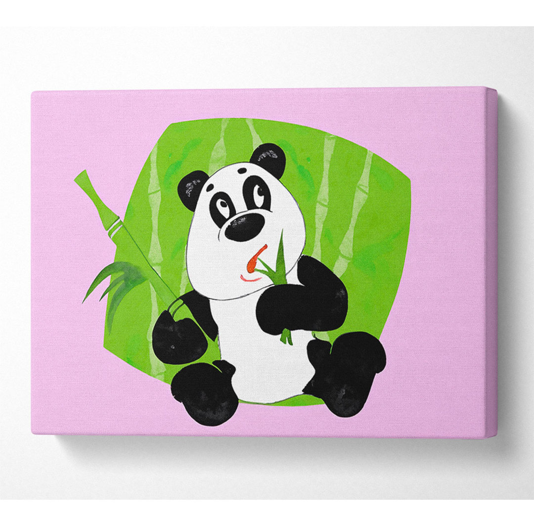 Panda frisst Bambus Rosa - Leinwanddrucke im Wrapped Format