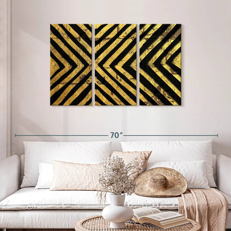 Avery Gold Geometric Lines, 28" H x 45" W