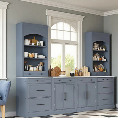4-Piece Cabinet Set – 83" Kitchen Pantry Set Of 2, 28" Coffee Bar Sideboard With Adjustable Shelves,Set Of 2