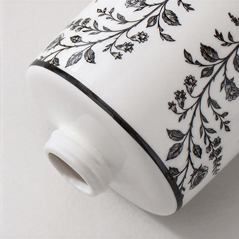 Distributeur de savon / lotion floral en porcelaine