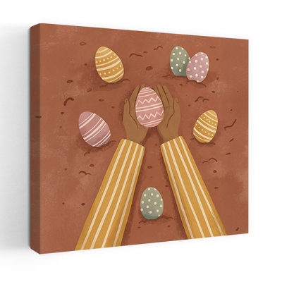 Collecting Easter Eggs Colorful Playful Contemporary Spring Wall Art Print
