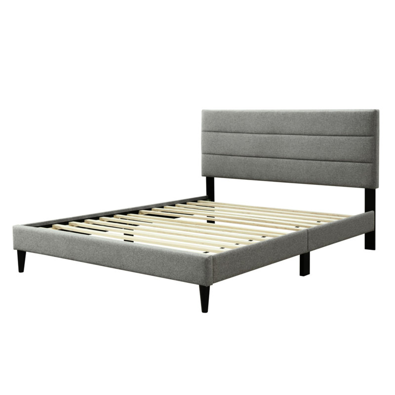 Lit de chargement en tissu gris dans une boîte - très grande tête de lit