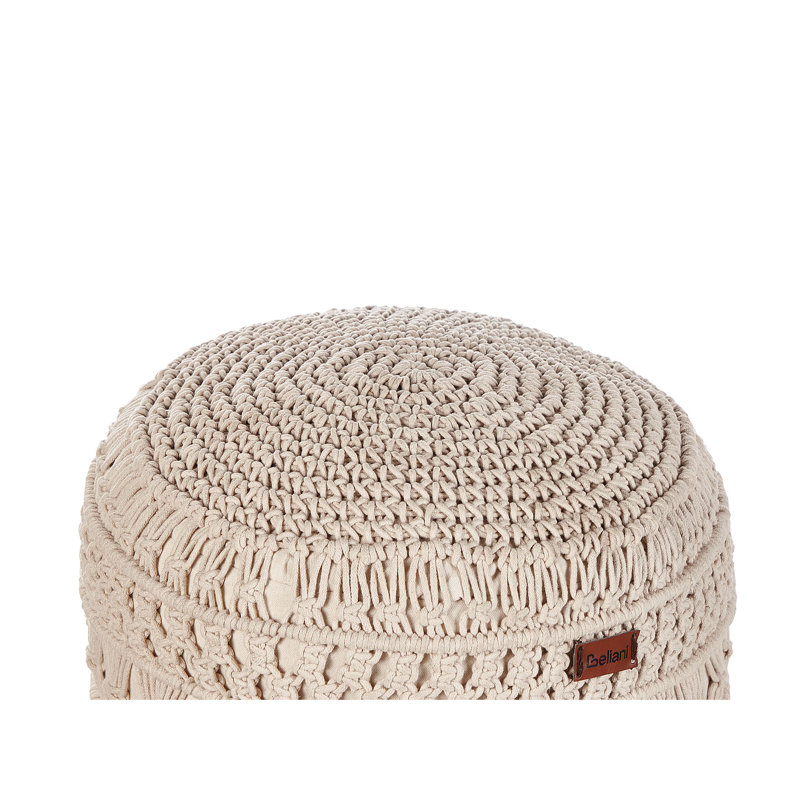 Cobina 45cm Wide Round Pouf Ottoman, Beige
