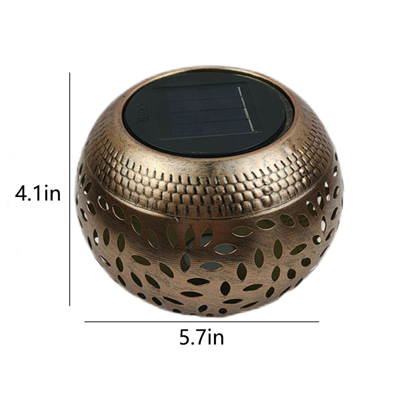 Lampe de nuit solaire de table d'extérieur avec lumière jaune scintillante, Brown