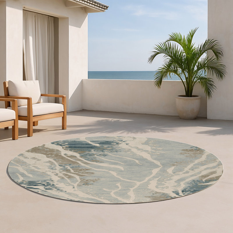 Tapis beige d'intérieur et d'extérieur Nature, Rond 5 pi