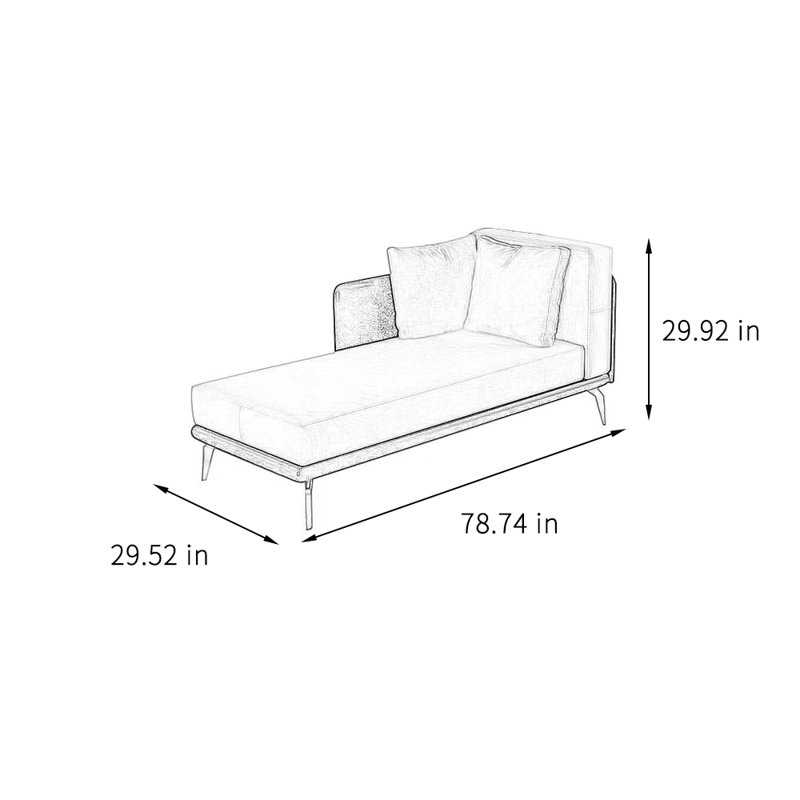 Chaise longue rembourrée Creative Minimalist, Accoudoir à droite (vu de face)