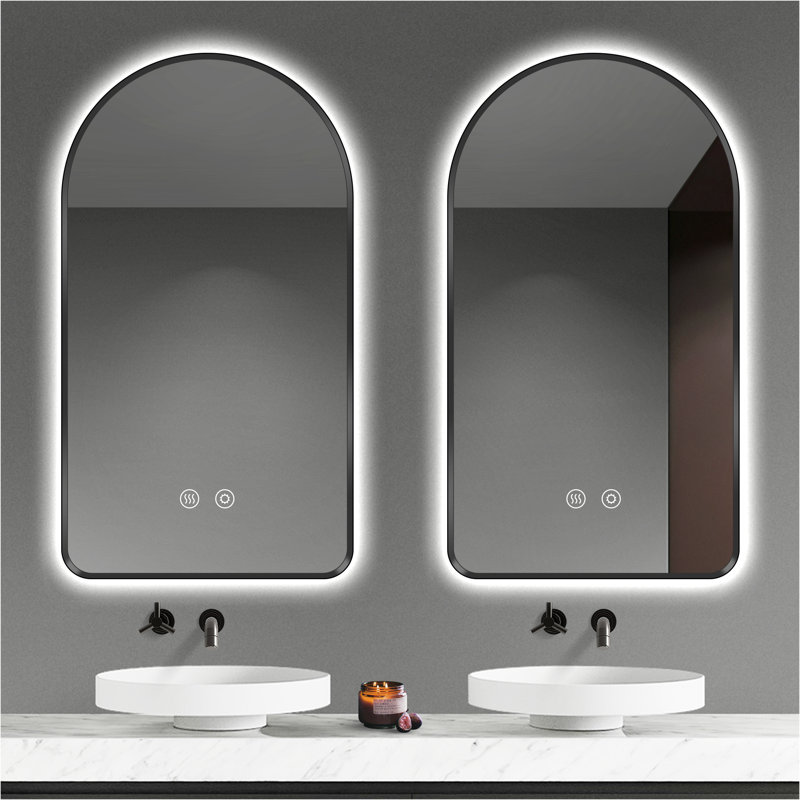 Miroir de salle de bain arqué à rétroéclairage DEL, 32 po x 20 po
