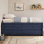 Lit capitaine double avec 4 tiroirs de rangement, porte de rangement latérale, cadre de lit plateforme en bois, sans sommier, bleu marine-1921770742