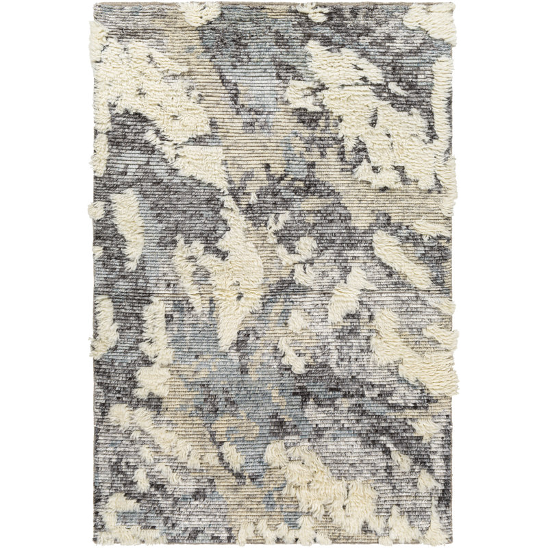 Tapis crème abstrait noué à la main Arcus, Rectangle 8 pi x 10 pi