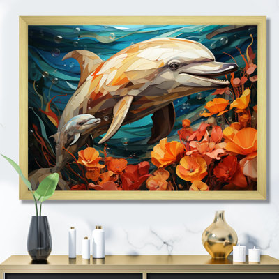 Dolphin Marine Symphony Geometric - Dolphin Wall Art