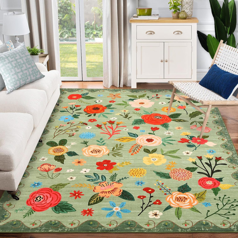 Tapis de salon, grands tapis lavables à la machine, Rectangulaire 8 pi x 10 pi