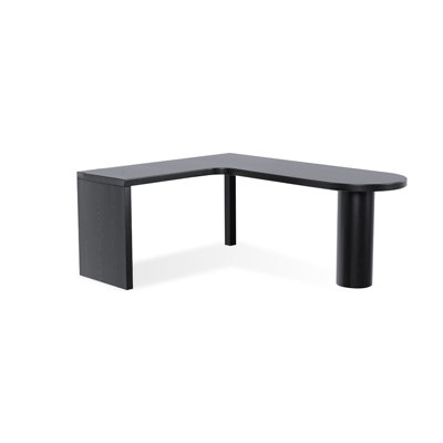 Black L-Shaped Solid Wood desk