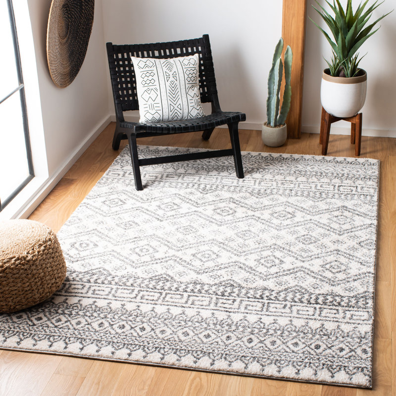 Tapis noir/ivoire Wynter, Rectangle 5 pi 3 po x 7 pi 7 po