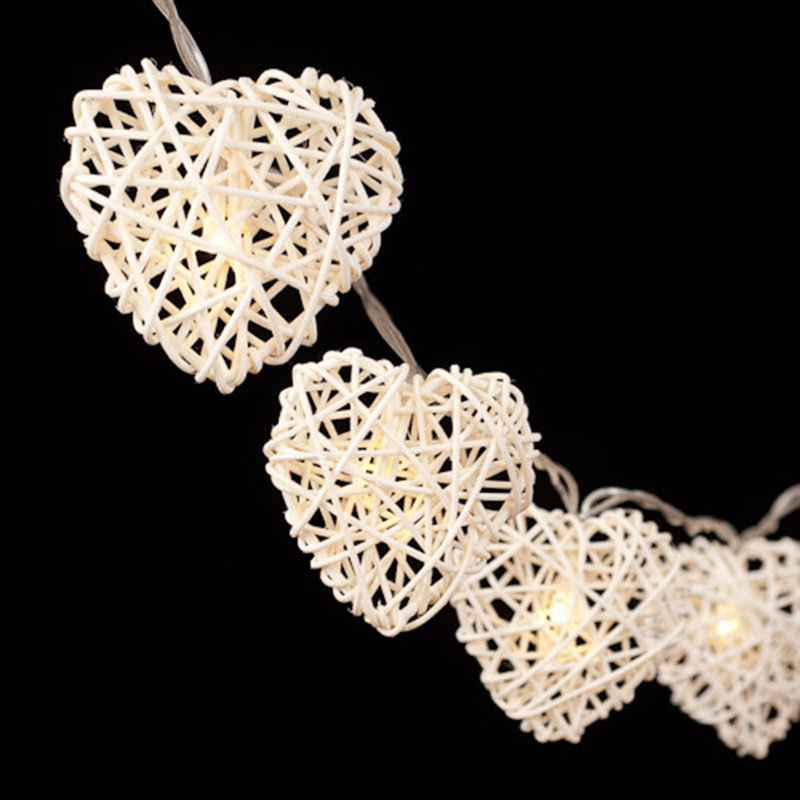 Marchmont LED Wicker Hearts String Light, 20 Lamps - 5 Metre Long