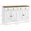 Buffet avec 2 armoires, tiroirs, 4 portes, tablettes réglables, blanc, tiroirs et plateau de table en grain de bois