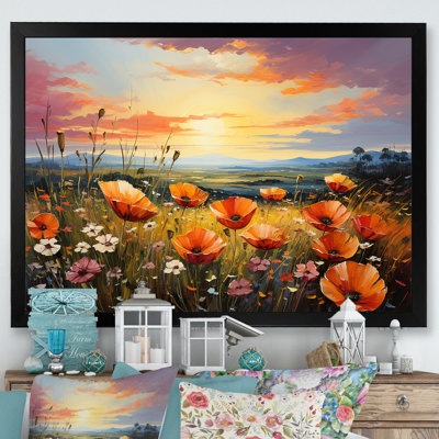 Art sur toile Tangerine Tango Field Of Blooms Flowers I - Flower