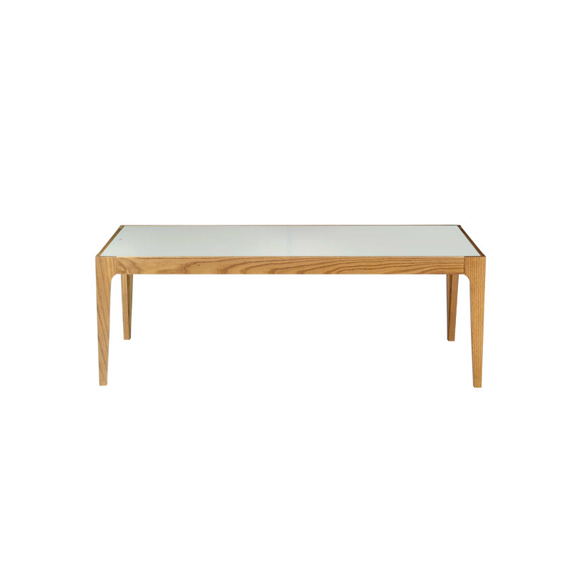 Table basse en verre givré avec finition en bois naturel | Idée de cadeau