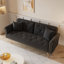 Canapé-lit convertible en velours 69,7 po avec garniture cloutée et coussin décoratif assorti, noir