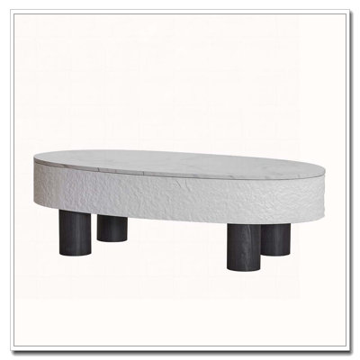 Table basse Withoval Table basse avec plateau, table basse moderne Mid-Century avec tiroir caché et tiroir cannelé avec espace de rangement, table basse de salon