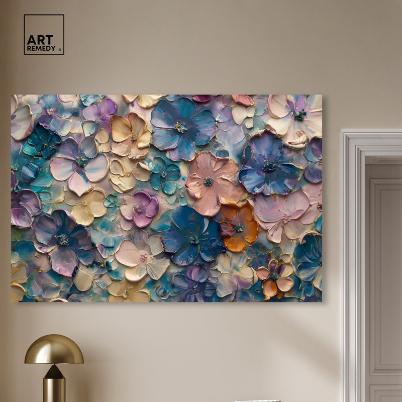 Art mural coloré Jewel Flowers par Art Remedy, Toile tendue, H 36 po x l 54 po