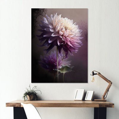 «Purple Dahlia Flower I», reproduction d'art sur toile encadrée
