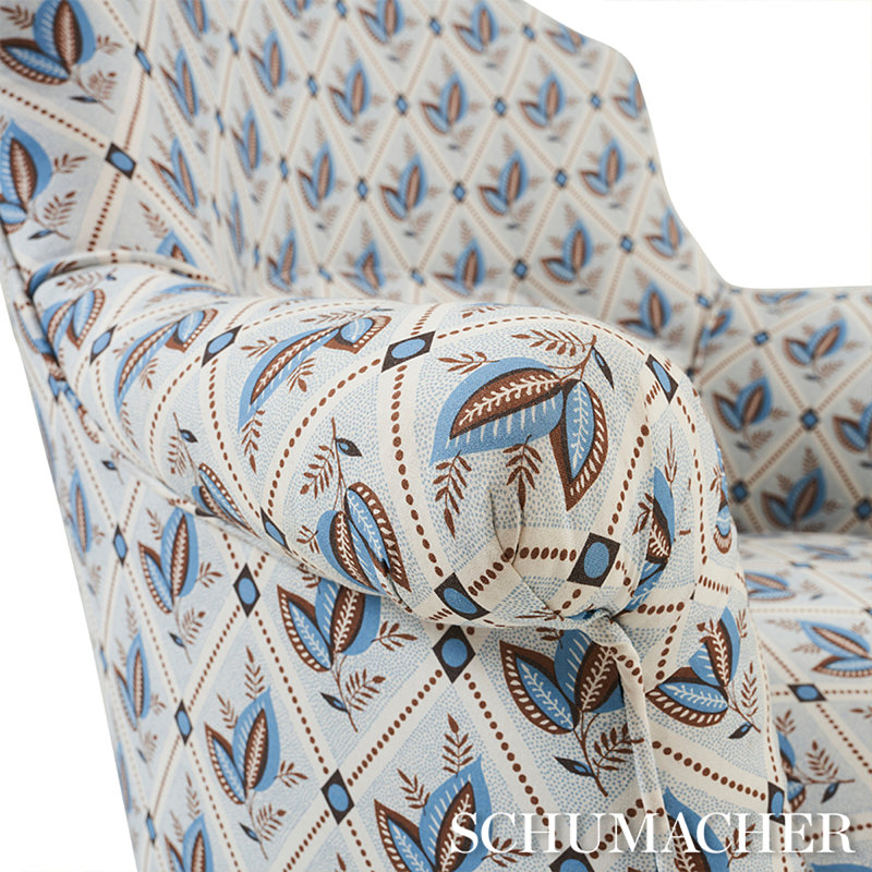 Basile Trellis Fabric, Delft/Sepia